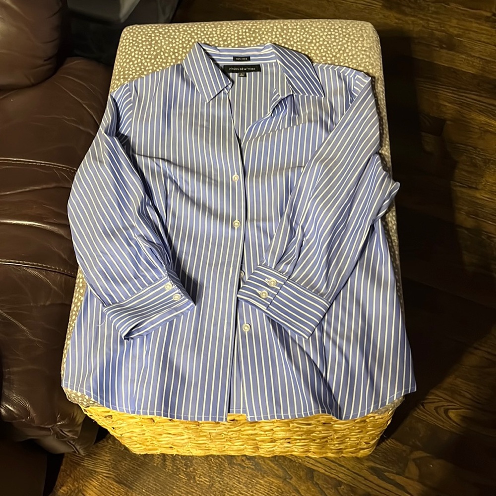 Blue and White Striped Button Up